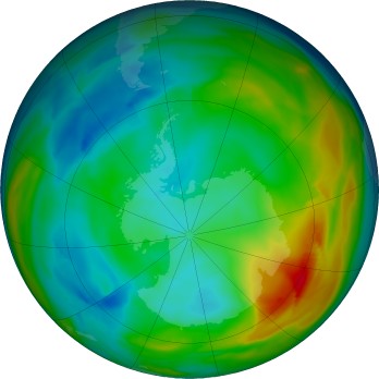 Antarctic ozone map for 2024-07-13